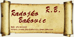 Radojko Baković vizit kartica